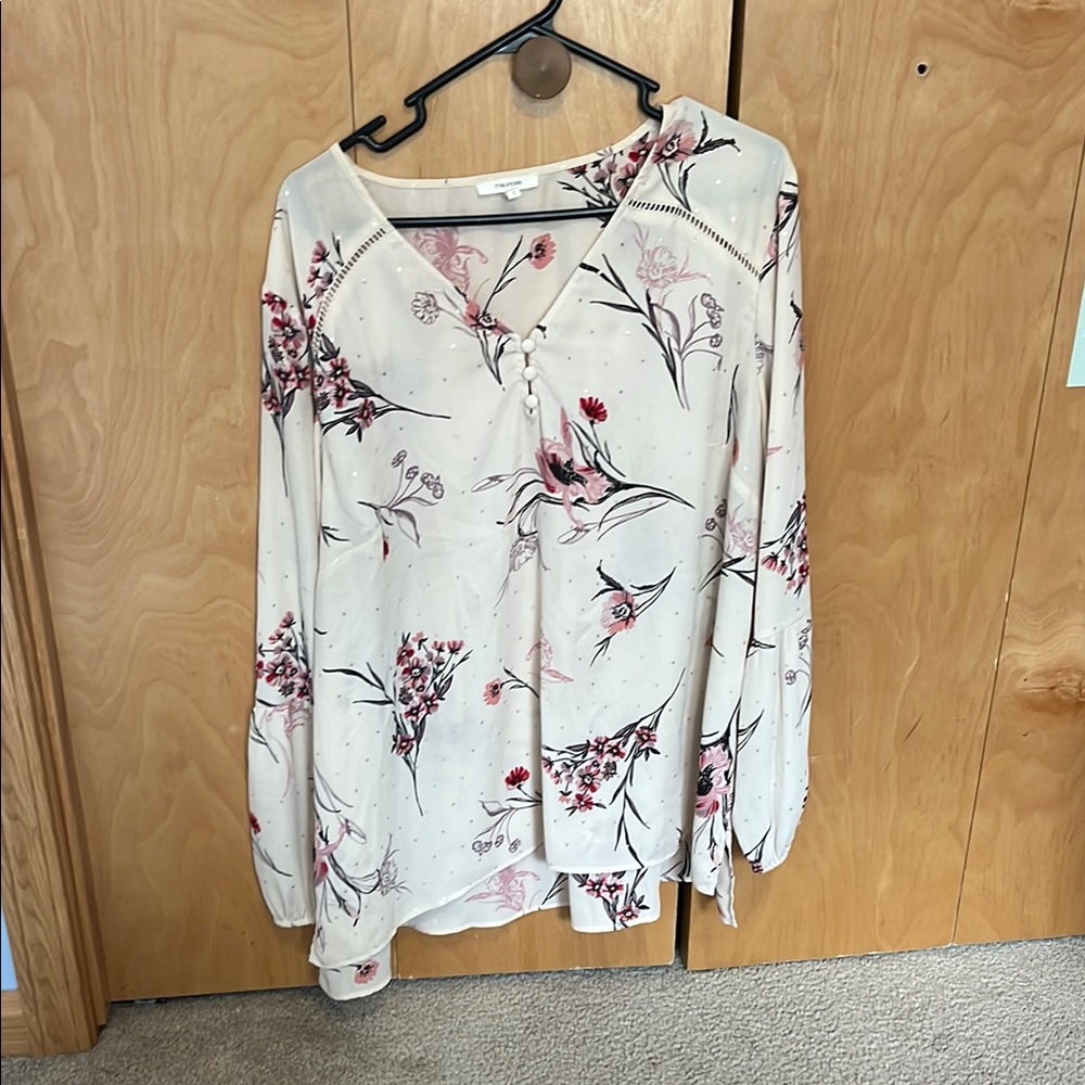 Floral Print Women's Top - Cream and Pink